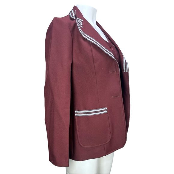 VTG 70's Burgundy Brown Watts Doin Blazer & matching Vest VTG Sz 7/8 - Picture 4 of 16